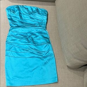 BEBE Sexy Strapless Dress in Bright Blue
